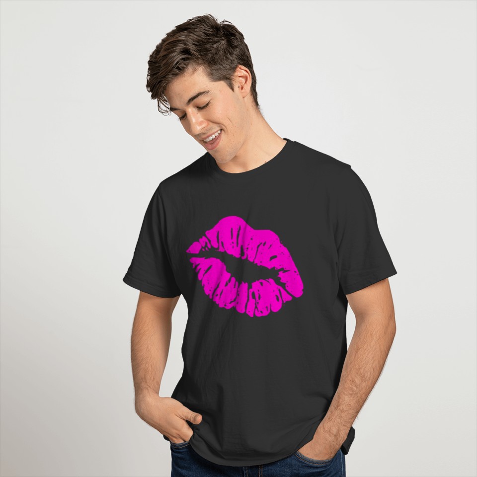 ټ♥Hot Neon Pink Luscious Kissy Lips-Muah XXX♥ ټ T-shirt