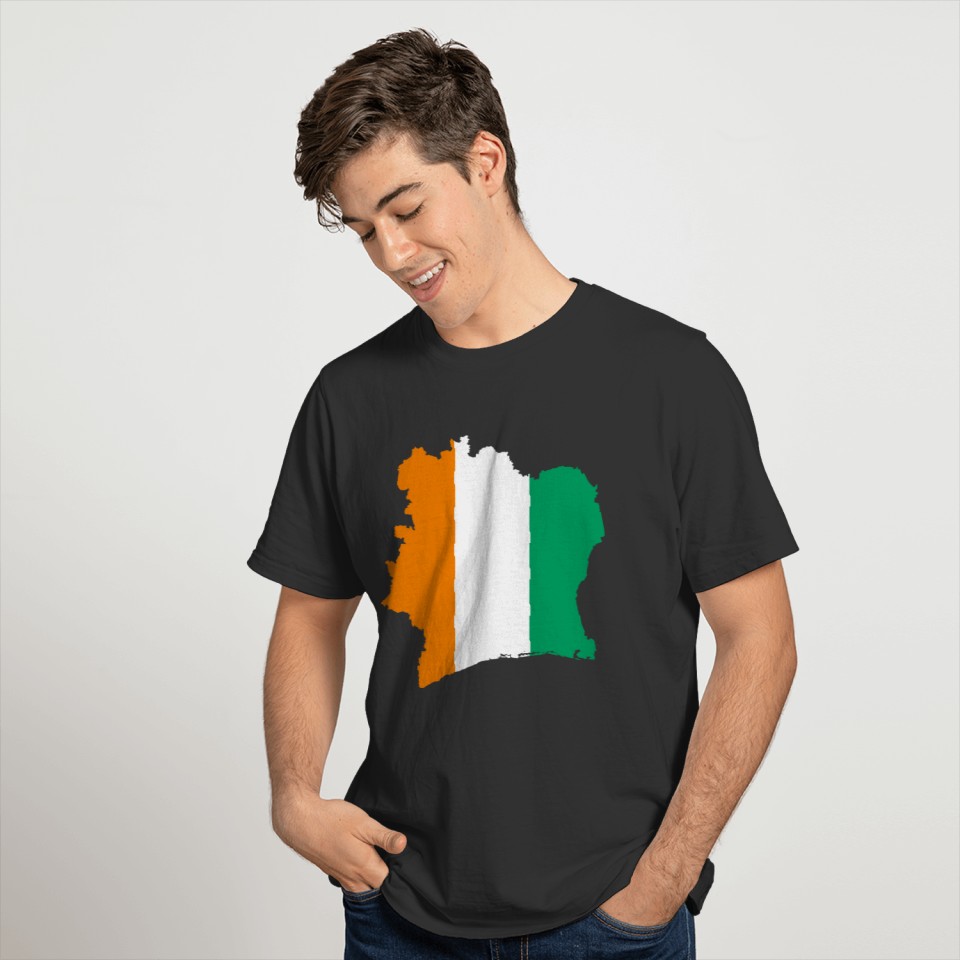 Ivory Coast Flag Map T Shirts