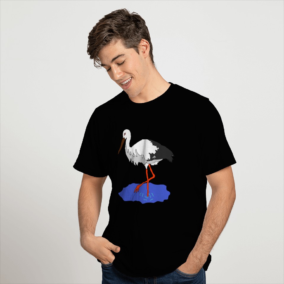 Kress s stork in a pond vectorized T Shirts