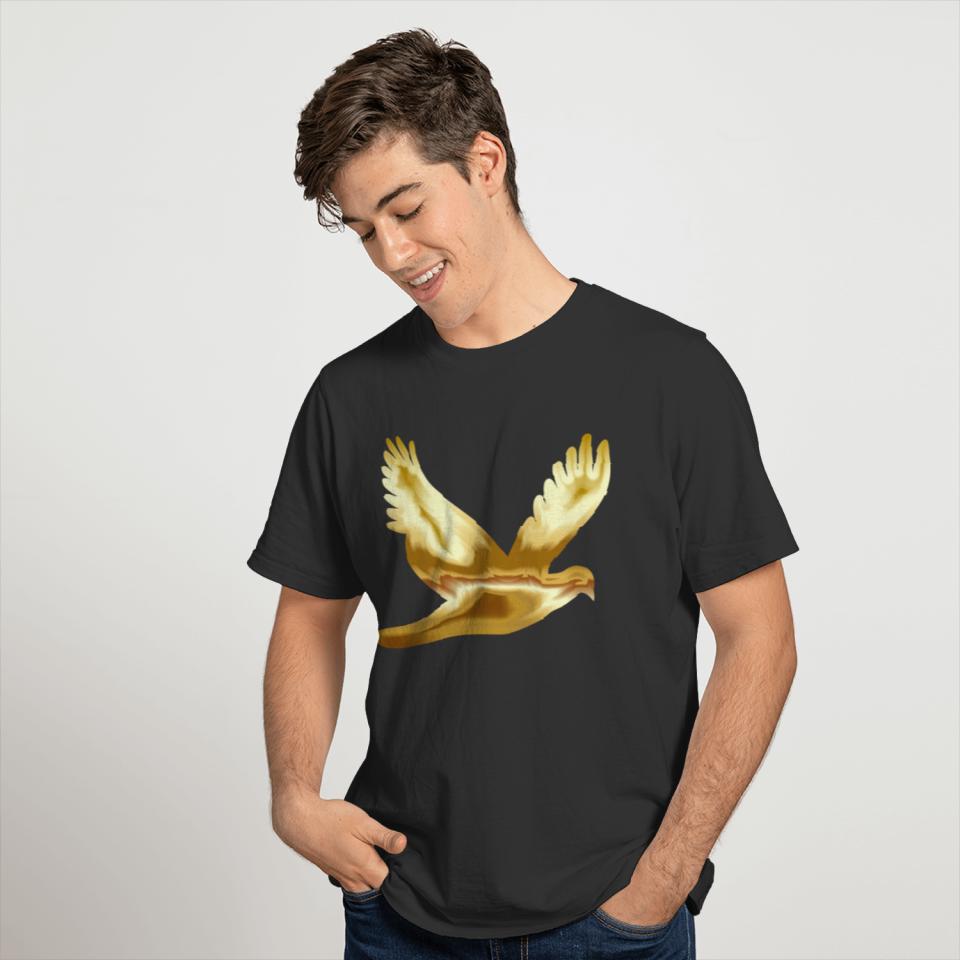 Gold Flying Dove Silhouette No Background T-shirt
