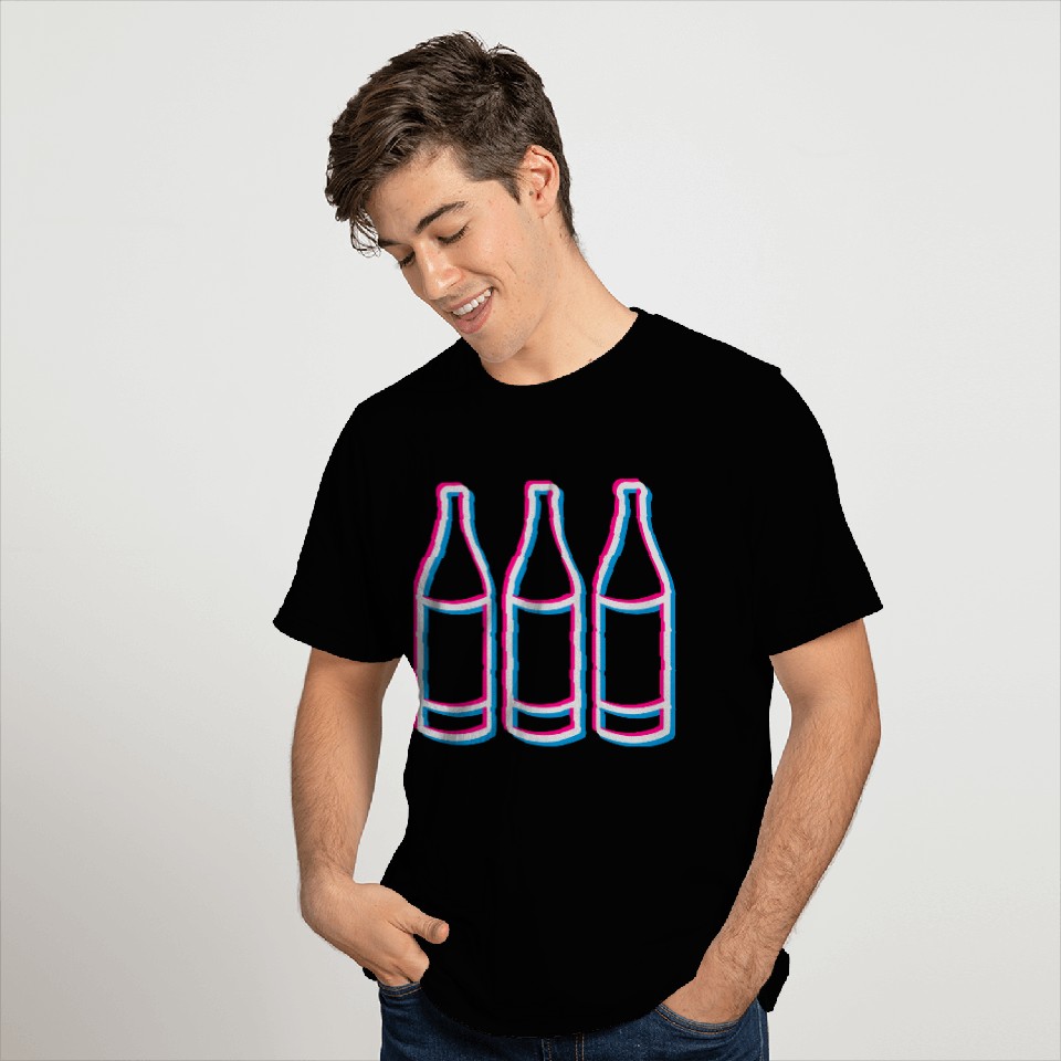 3 team friends many beer bottle alcohol drink 3d e T Shirts