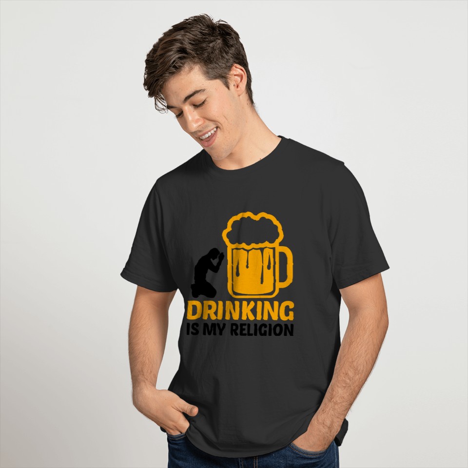 drinking is my religion cool design younger church T-shirt