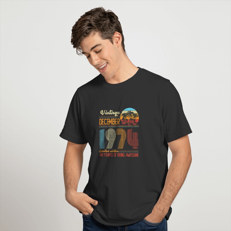 Vintage December 1974 48 Years Old 48Th B-Day Deco T-shirt