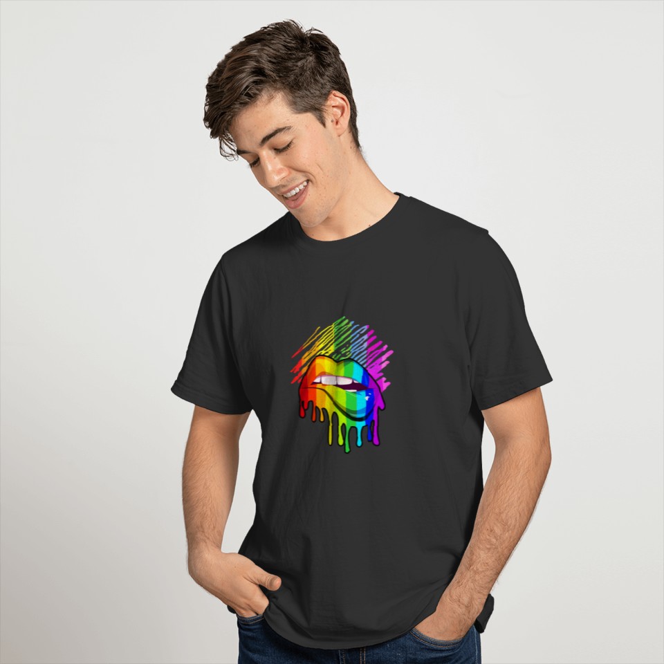 Rainbow Lips LGBTQ LGBT Pride Month Rainbow Flag T-shirt