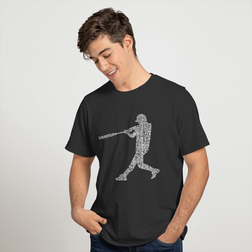 Baseball Softball Player Word Art Wordle T-shirt