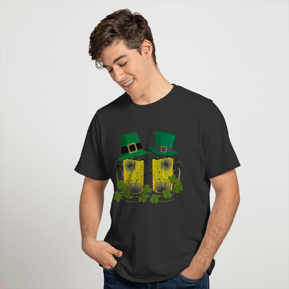 IRISH BEER, HATS AND SHAMROCKS T-shirt