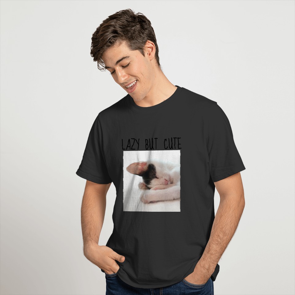 Your Photo & Quote Lazy But Cute Typography Funny T-shirt