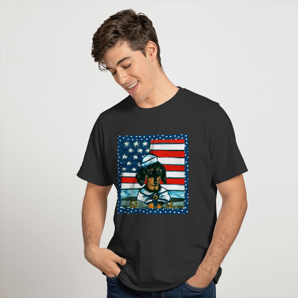 Navy Dachshund T-shirt