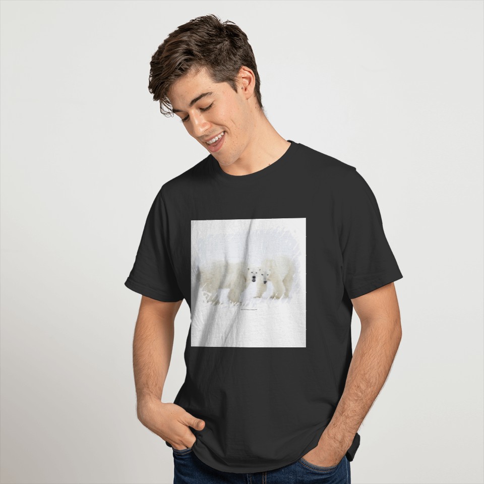 Polar Bears standing on snow after playing 2 T-shirt