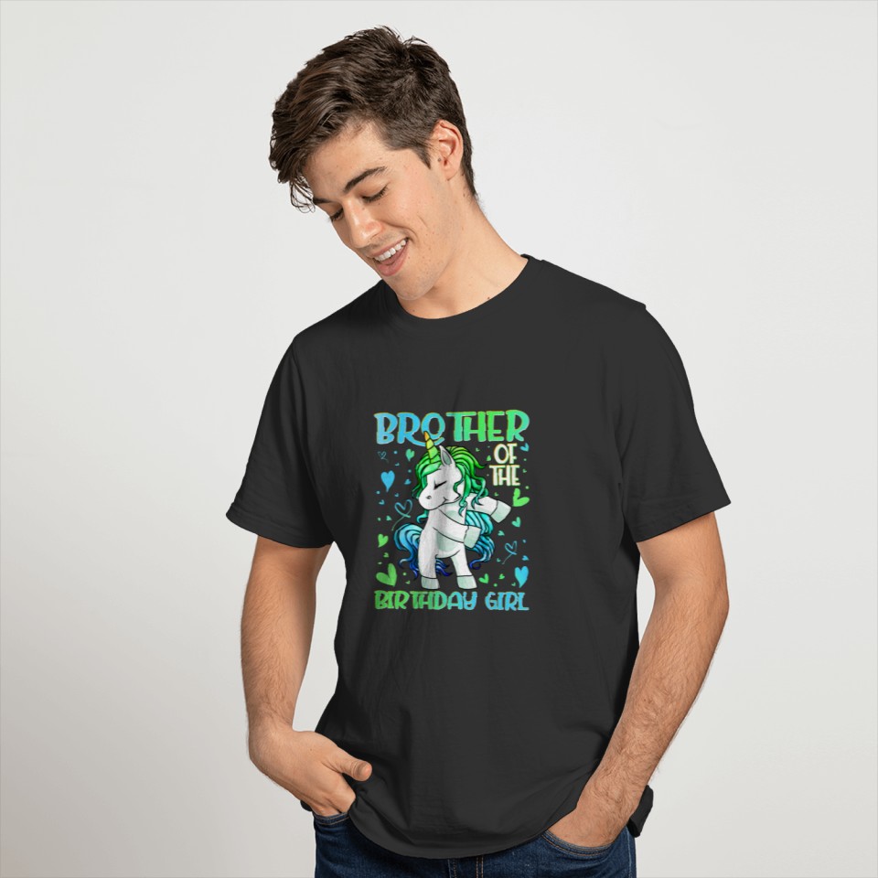 Brother Of The Birthday Girl Flossing Unicorn Brot T-shirt