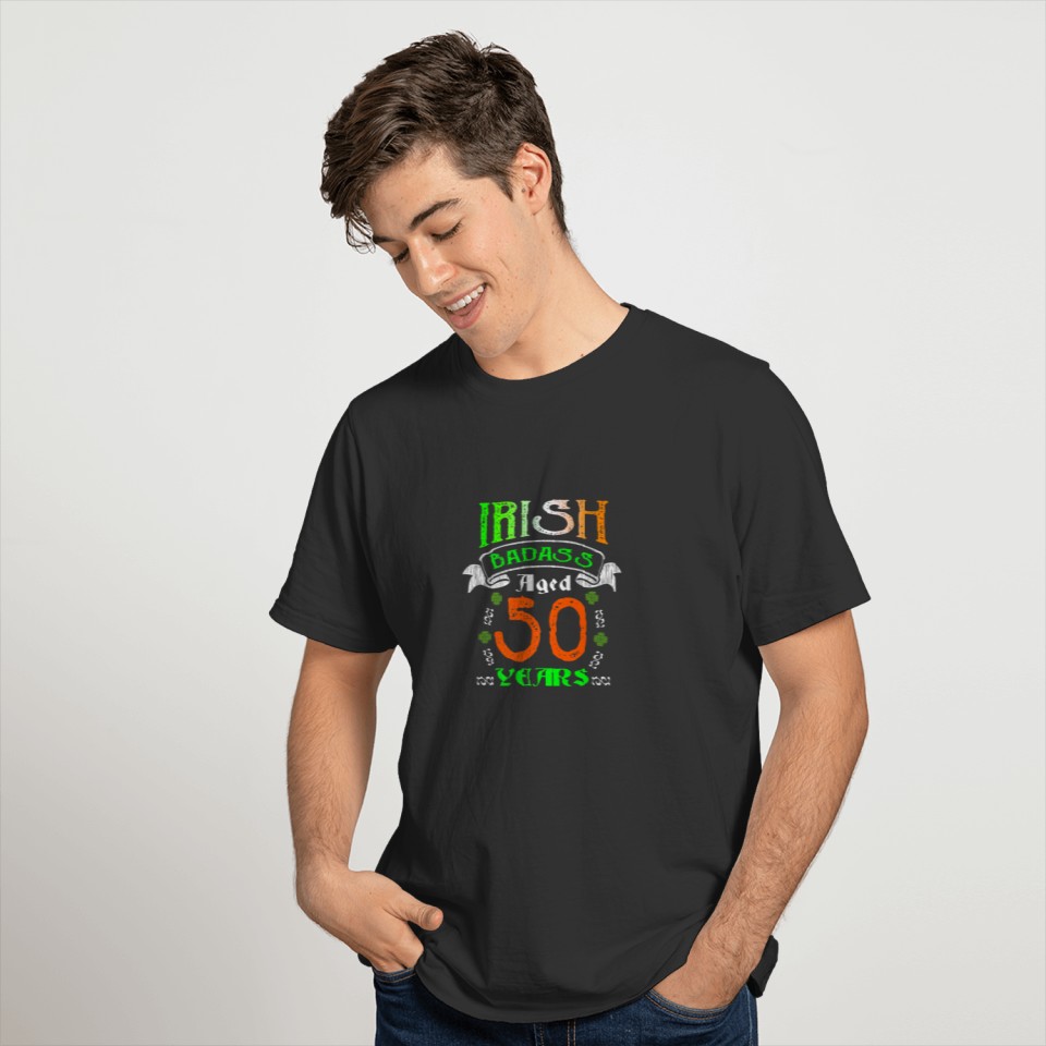 50 Years Old Irish Birthday Gifts Ireland Flag Pat T-shirt