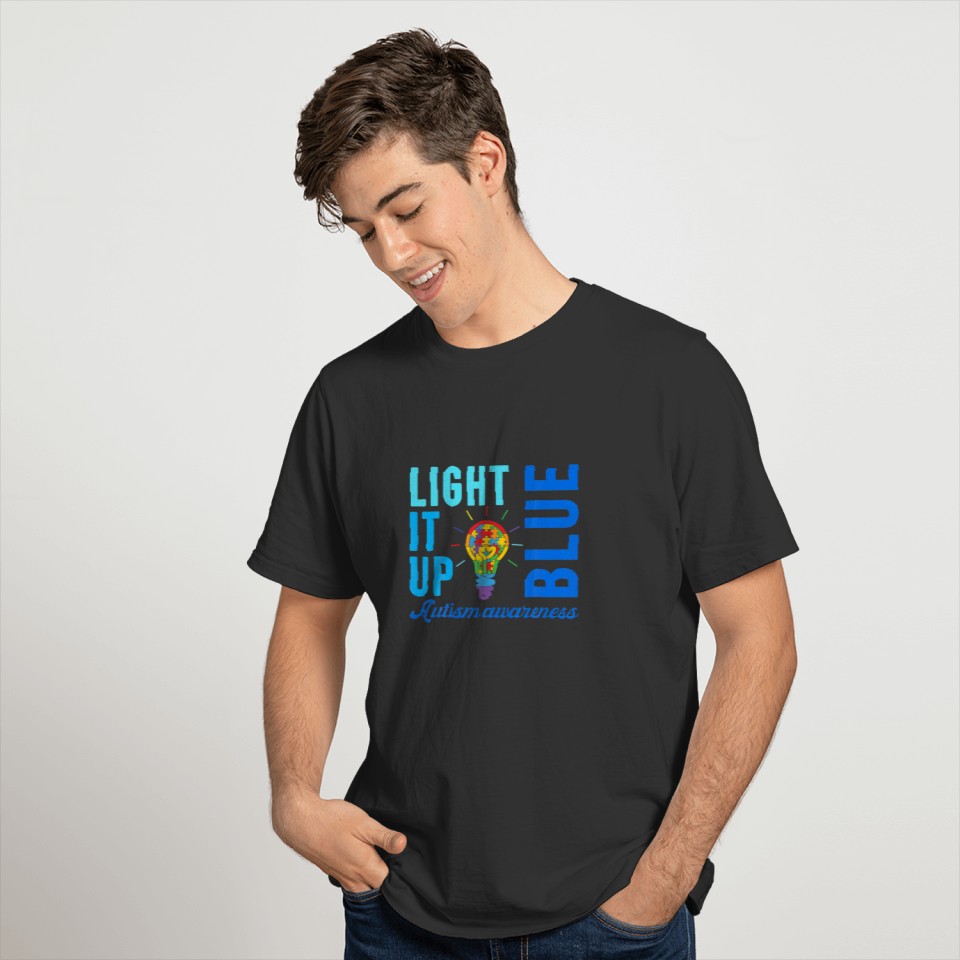 Light It Up Blue Autism Awareness S Men Women Auti T-shirt