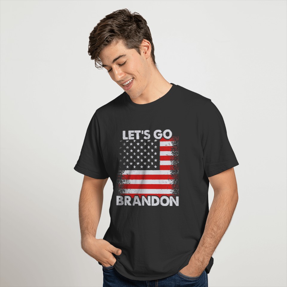 Let's Go Brandon with US Flag Black T-shirt