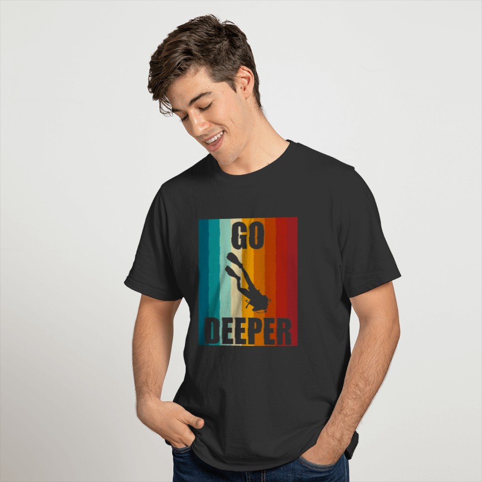 Retro Vintage Scuba Dive Go Deeper Diver Down Flag T-shirt