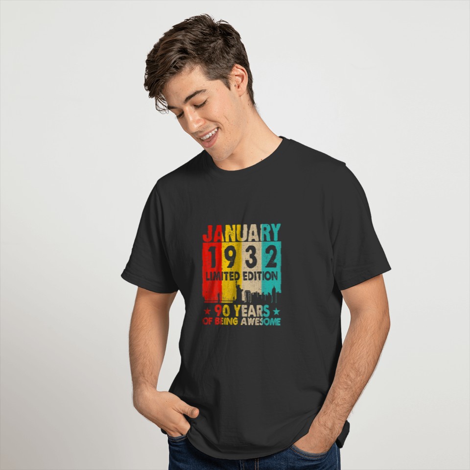 Awesome Since January 1932 90Th Birthday Vintage R T-shirt