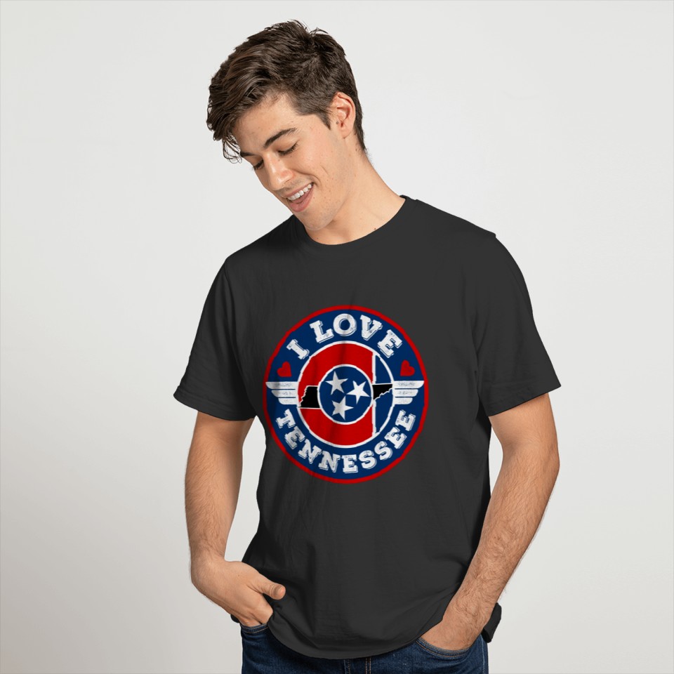 I Love Tennessee State Flag and Map T-shirt