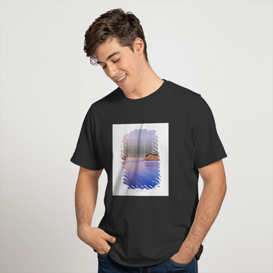 Haystack Rock At Dawn Blurred Blue Purple Waves T-shirt