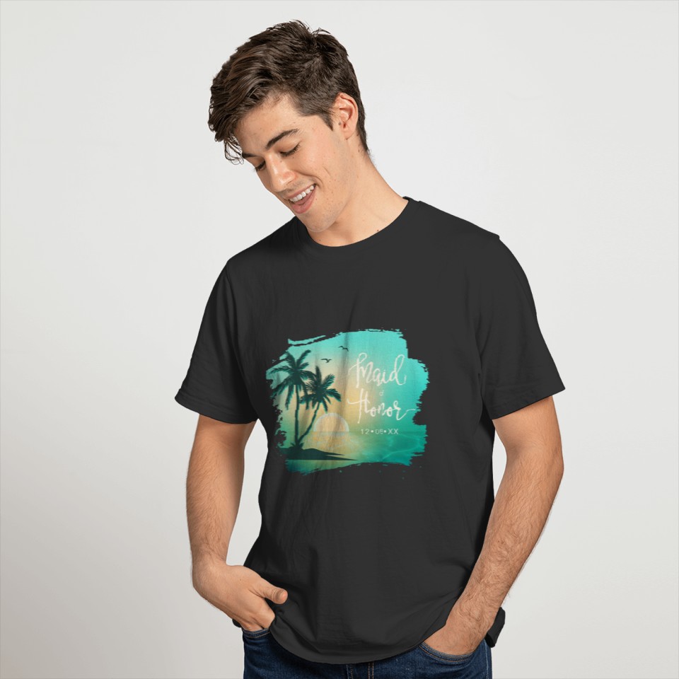Tropical Isle Maid of Honor Teal ID581 T-shirt