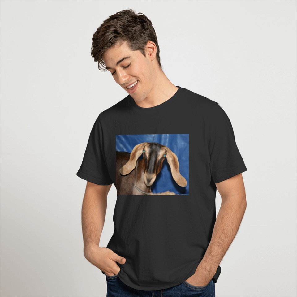 Scary eyed Nubian goat kid head picture T-shirt