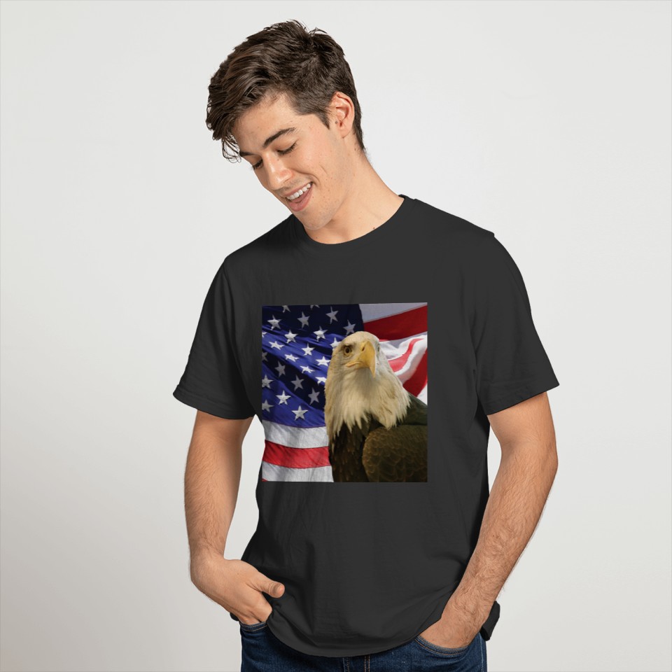 American Bald Eagle and Flag Polo T-shirt