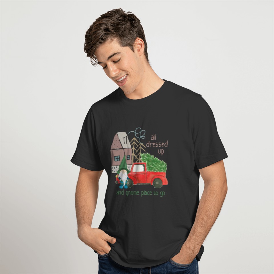 Funny Christmas Gnome and Red Truck T-shirt