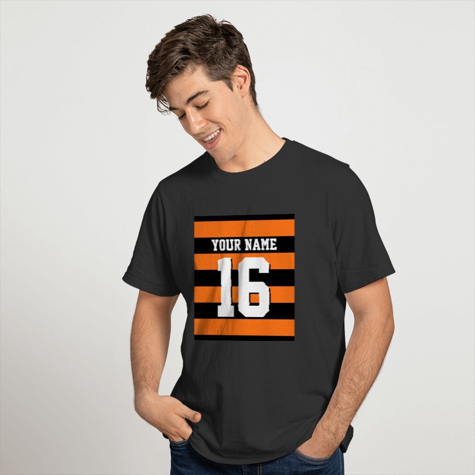 Pumpkin Orange Black Team Jersey Preppy Stripe T-shirt