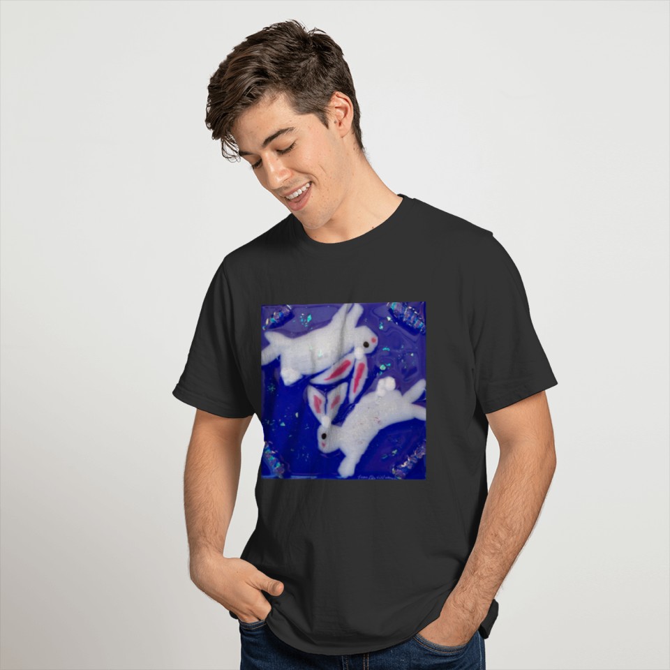 Crystal White Rabbit Bunny Blue Wo T-shirt