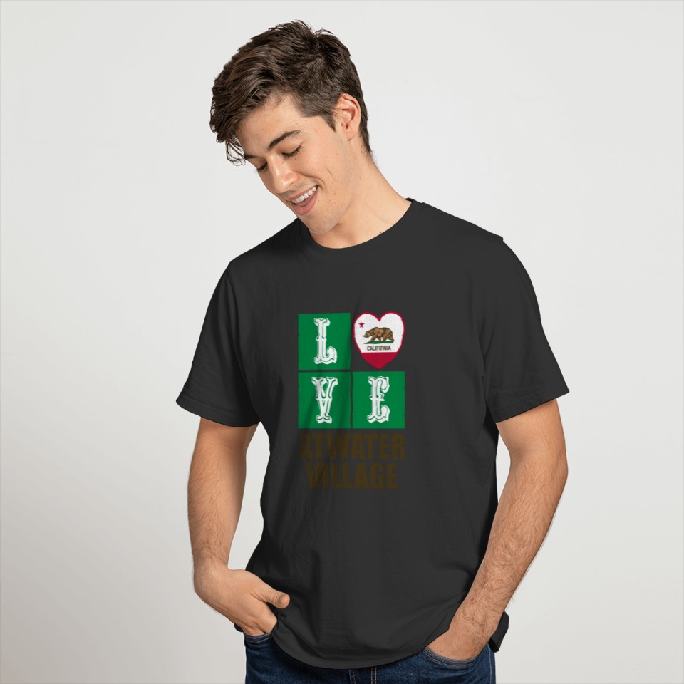 California State Flag Heart Love Atwater Village T-shirt