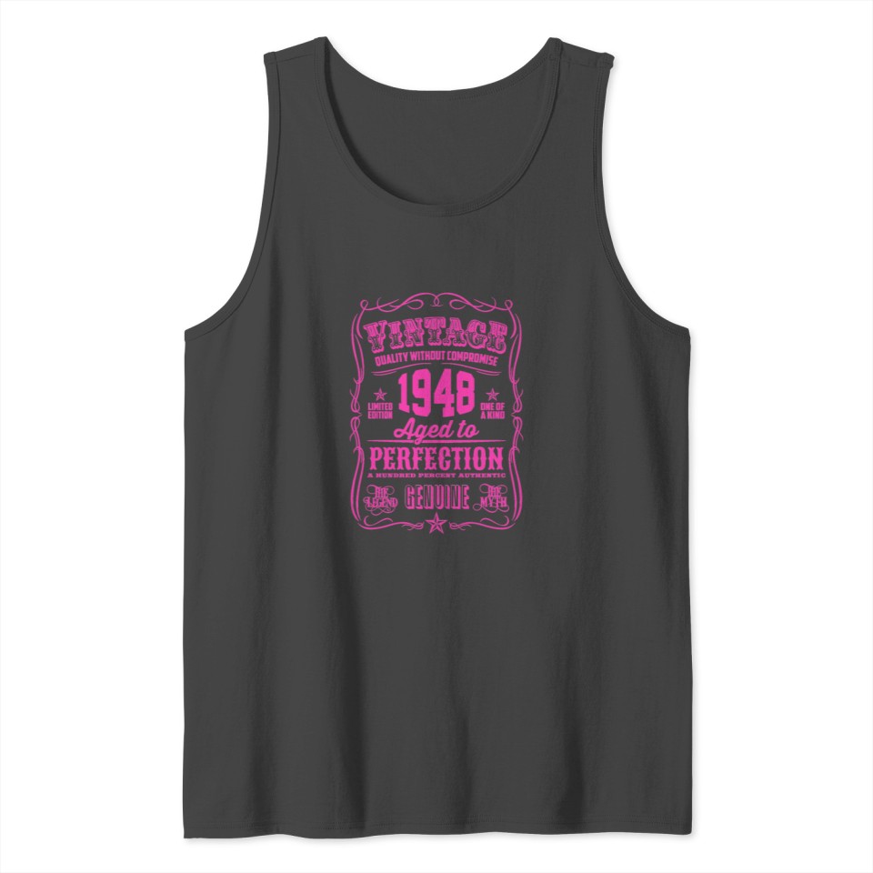 Vintage 1948 Aged to Perfection Pink Print Tank Top