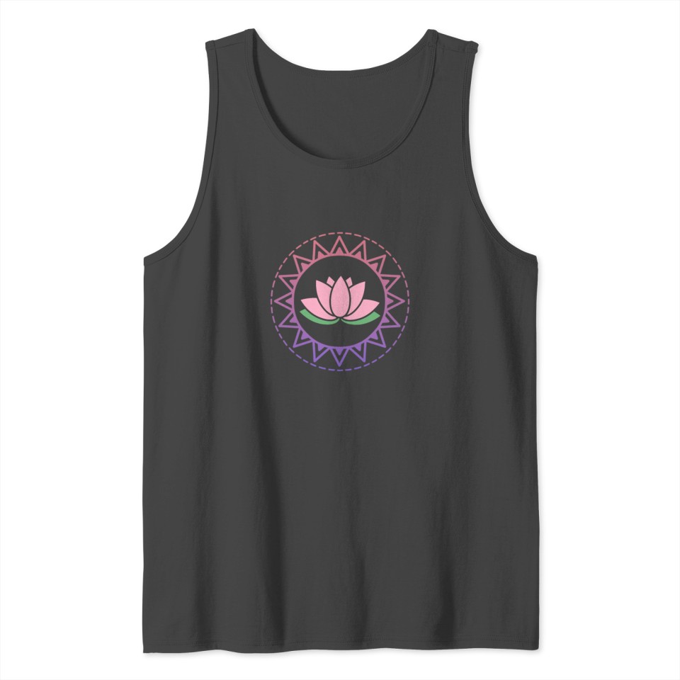 Lotus mandala pink flower sun rays present Tank Top