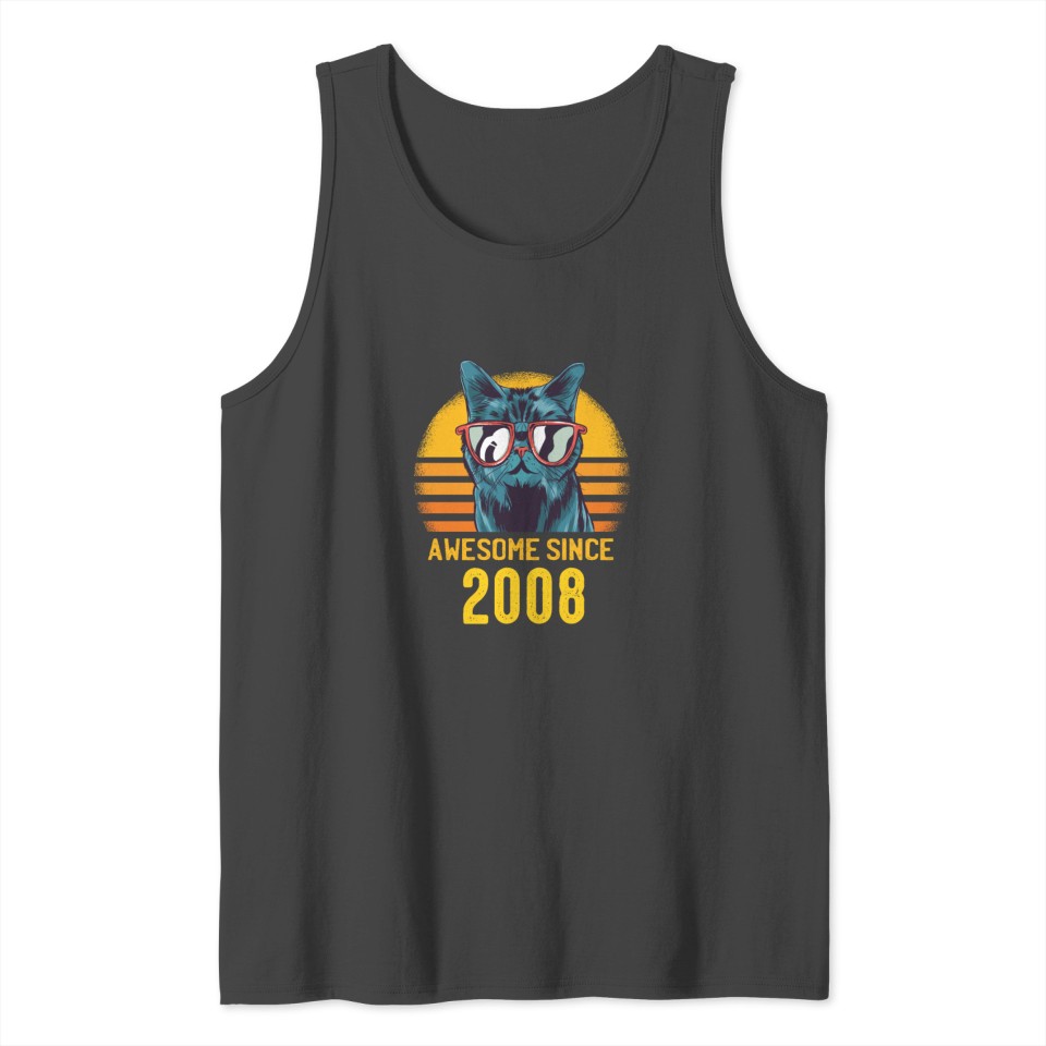 Cats Birthday Awesome Since 2008 Funny Gift Tank Top