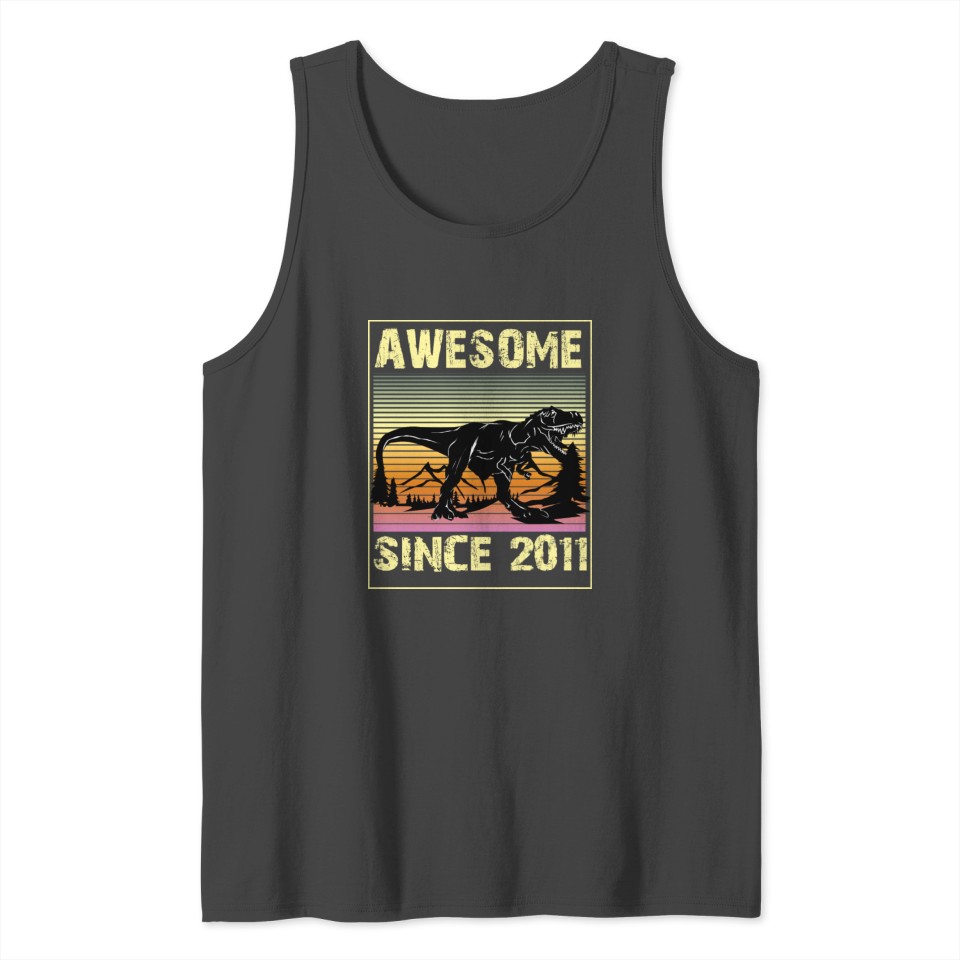Awesome Since 2011 Shirt 9 Birthday Dinosaur tee Tank Top