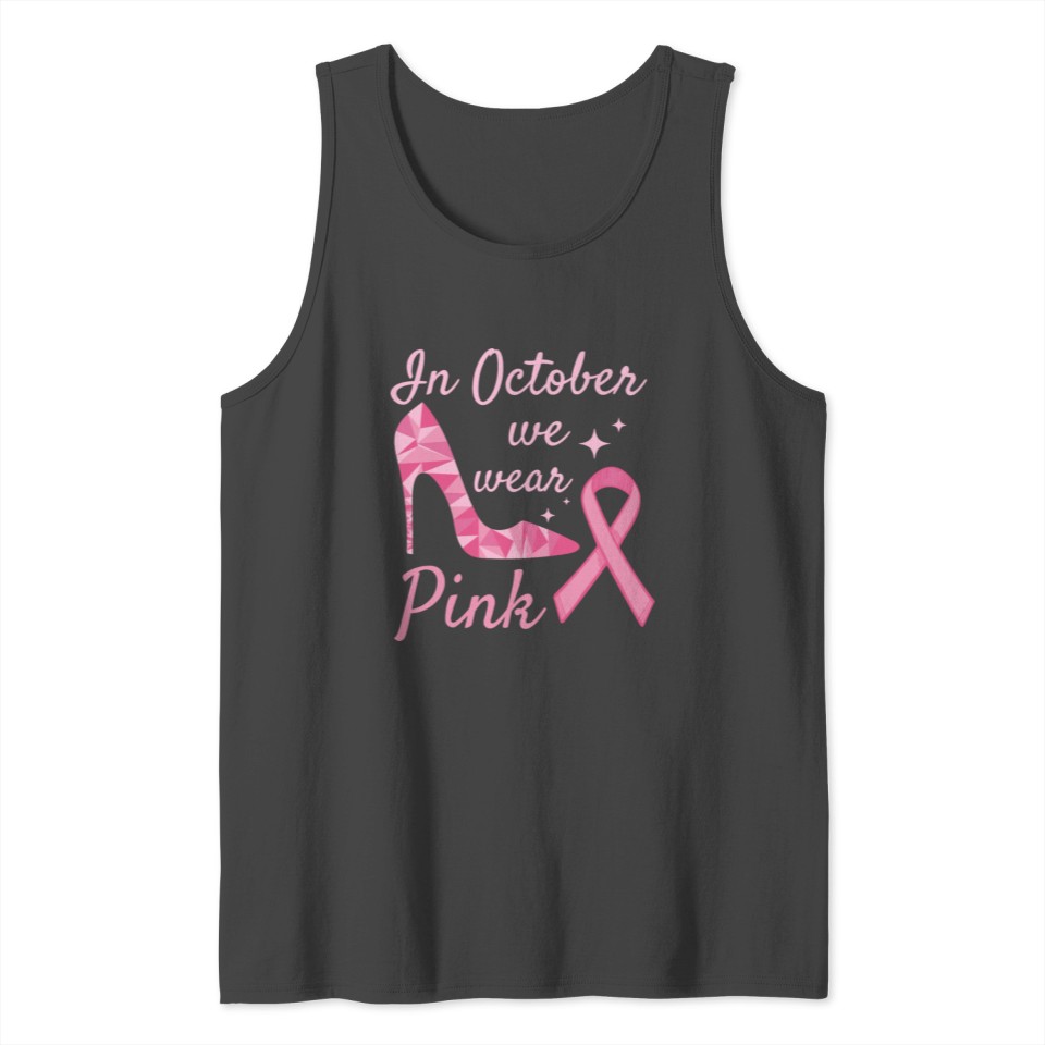 In October We Wear Pink High Heel Ribbon Tank Top