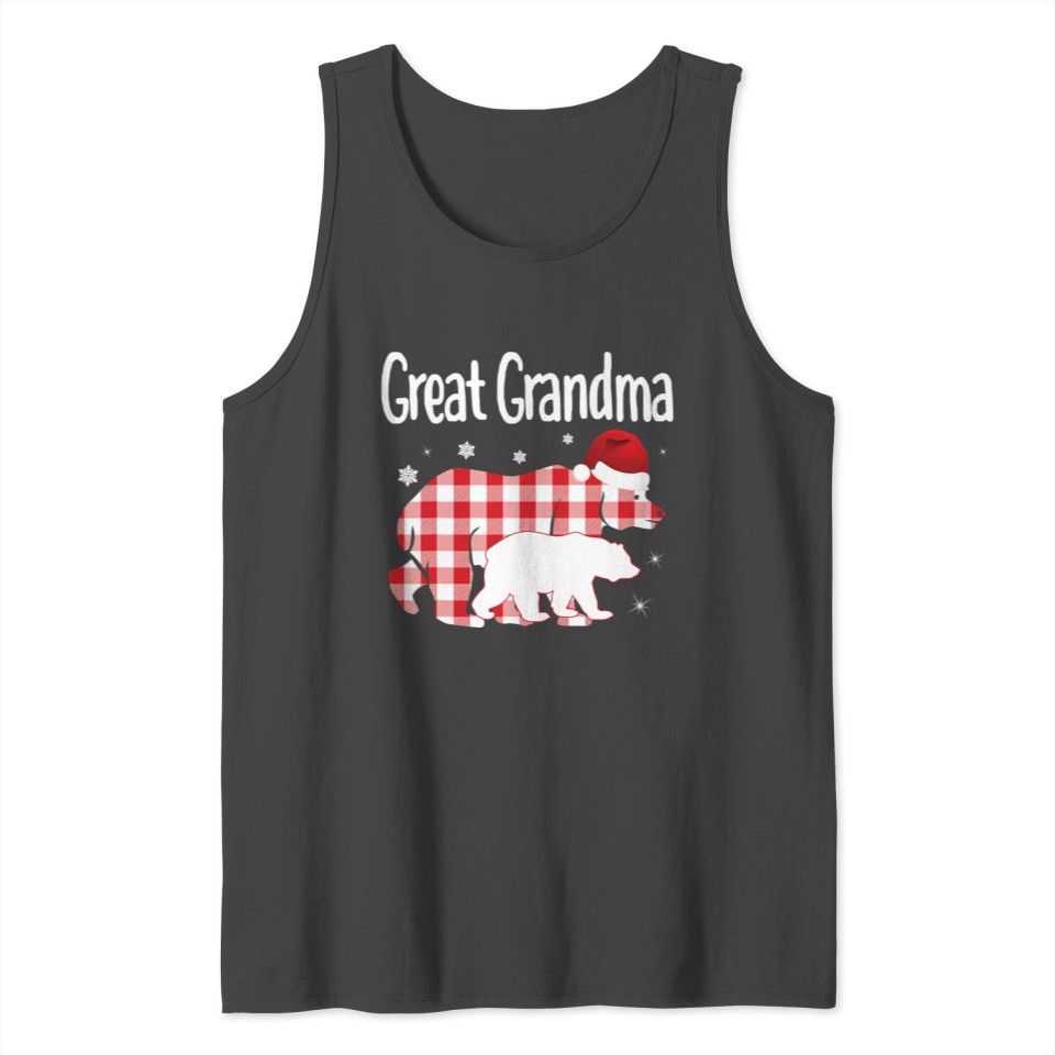 Great Grandma Red Plaid Bear Matching Family Tank Top