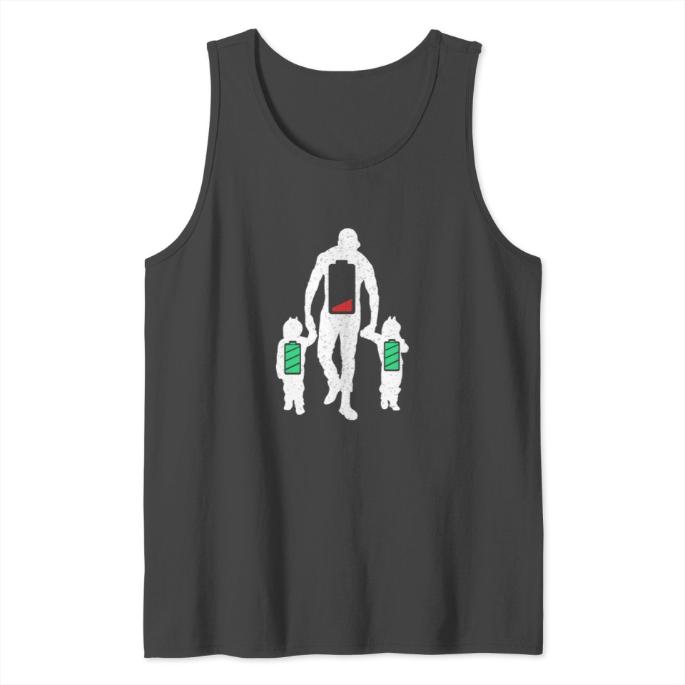 Funny Tired Twin Dad Shirt Low Battery Full Charge Tank Top