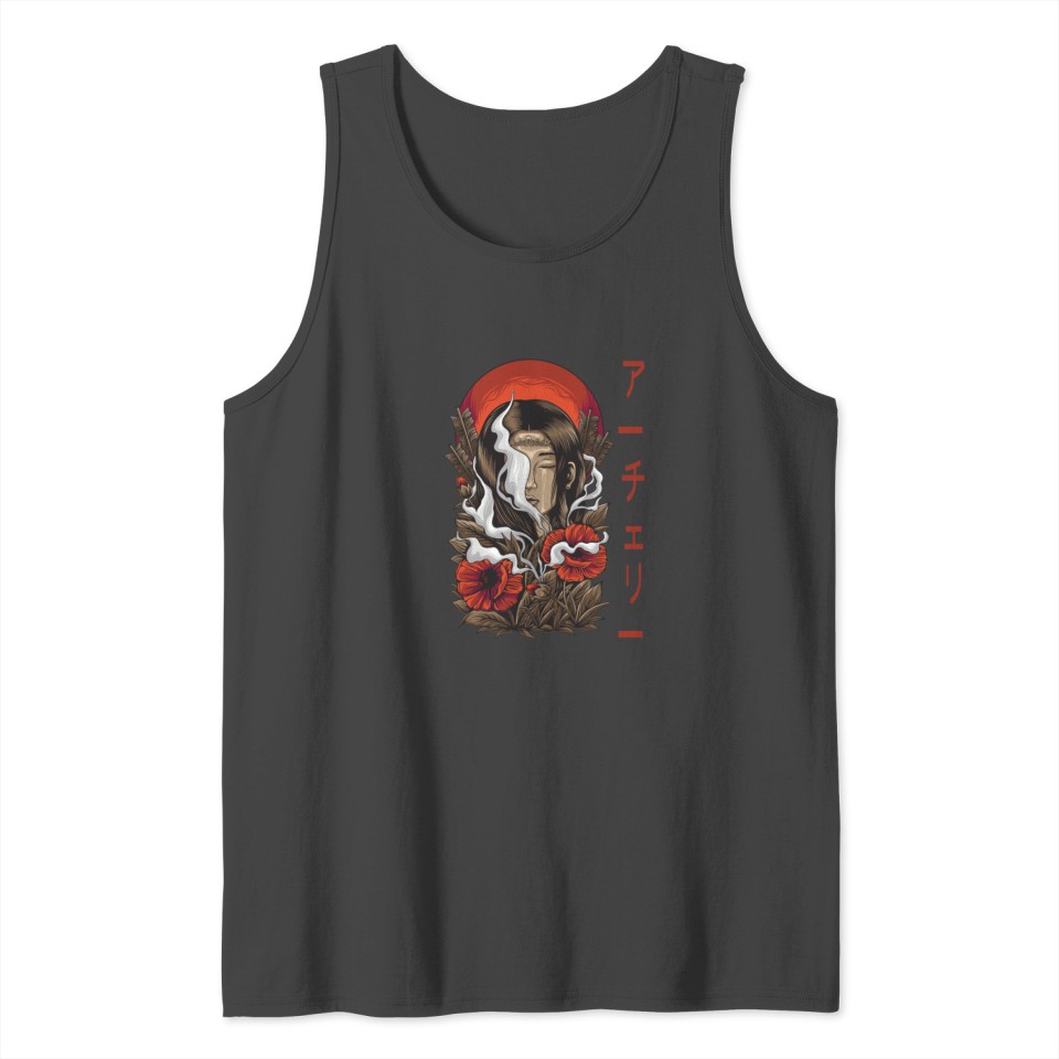 Archery Woman With Arrows Flowers And Red Sun Tank Top