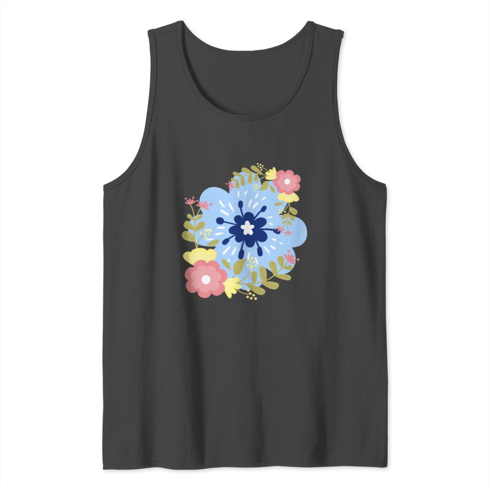 Set of Pink and Blue Flowers Tank Top