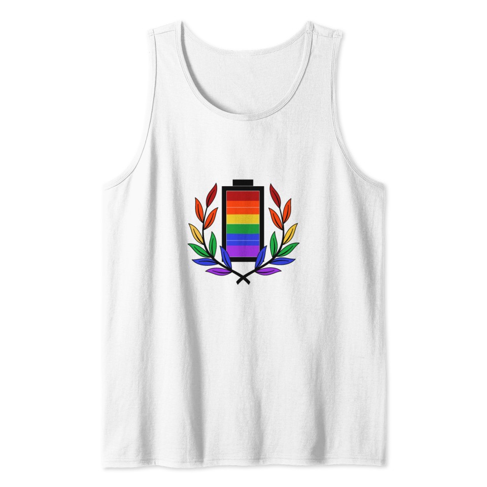 Gay LGBT Gay Pride Akku Batteries Rainbow flag Tank Top
